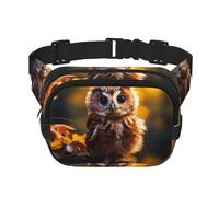 Cute Owl print Fashion Waist Packs Crossbody Belt Bag Fanny Pack for Women Crossbody for Traveling Running, Black, One Size