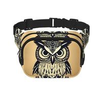 Cute Owl Print Fashion Waist Packs Square Layer Waist Bag Black Belt Bag with Adjustable Strap, Black, One Size