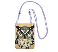 Cute Owl Print Sling Bag For Men Women, Casual Mini Phone Purses, Anti-Theft Phone Bag, For Hiking Travel, Purple, One Size