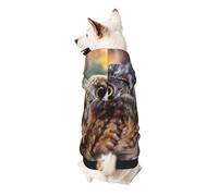 Cute Owl Printed Dog Hoodie Soft Dog Sweatshirt Cute Cat Dog Clothes for Small Dogs Kitten Puppy, M