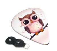 Cute Owl Printed Guitar Picks,Guitar Picks 6 Pcs With Picks Holder,Unique Guitar Gift For Bass Electric Acoustic Guitars