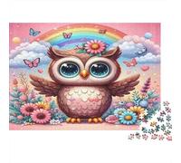 Cute Owl Rainbow Challenging Jigsaw Puzzle 1000 Piece Colorful Sky Stress Relief Relaxing Brain Exercise For Adults 70x50cm/1000pcs