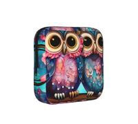 Cute Owl Rose Sanitary Napkin Storage Bag Period Pouch, Discreet Sanitary Towel Holder Flower Bird Portable Feminine Pad Organiser for Women, Teen Girls, Travel & School