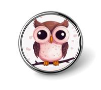 Cute Owl Round Badge Cute Enamel Lapel Pin Brooches Button Pin Personalized Clothing Decoration Unisex Badge Holder Hats Bags Shirts Decor