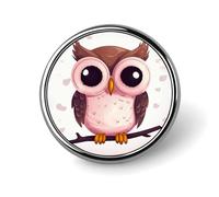 Cute Owl Round Badge Pin, 1 Inch Durable Non-Fading Lapel Pin, Versatile Metal Button Badges, Lightweight Decorative Brooch for Clothing Accessories Personalized Gifts