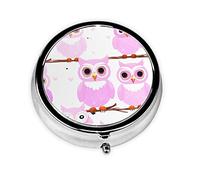Cute Owl Round Pill Box. Portable Daily Medication Organizer, Travel-Friendly Design.