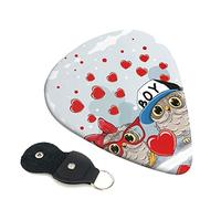 Cute Owl Set Of 6 Guitar Plectrums For Acoustic Guitar, Electric Guitar, Bass, Ukulele - Thin, Medium And Thick.