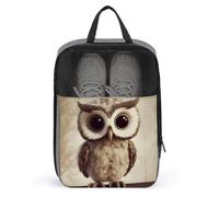 Cute Owl Shoe Bag Travel Shoe Organizer Water-Resistant Shoe Pouch with Zipper Sneaker Dust Bag, gray, One Size, Modern