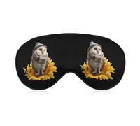Cute Owl Sitting on Sunflower Comfortable Sleep Mask with Adjustable Strap Soft Eyeshade for Night Sleeping Flight Nap Travel