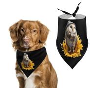 Cute Owl Sitting on Sunflower Funny Dog Bandana Soft Triangle Pet Bibs Summer Puppy Scarf Tie Neckerchief for Dogs Cats Pets