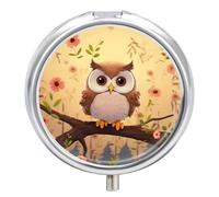 Cute Owl Small Pill Box 3 Grids Travel Pill Case Portable Daily Pill Organizer with Anti-Mixing Design Easy to Retrieve Meds for Medication, Vitamin, Supplements