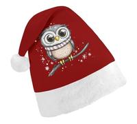 Cute Owl Standing on A Branch Christmas Hats Patterned Santa Hat New Year Festive Holiday Party Supplies Adult