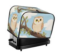 Cute Owl Toaster Cover 2 Slice, Waterproof Bread Machine Covers with Pockets Universal Size Kitchen Small Appliance Cover with Handle, Dust and Fingerprint Protection
