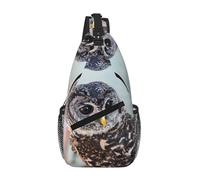 Cute Owl Unisex Chest Sling Bag With Multi-Pocket Design,Large Capacity Crossbody Bag Durable Polyester Adjustable Strap For Daily Commute Travel