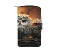 Cute Owl Wallet Multifunctional Leather Wallets for Men Compact Long Wallet Credit Card Holder Passport Bag