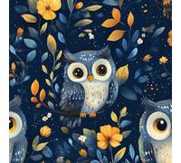 Cute Owl Wallpaper Self-Adhesive 0.4×3 m Bird on a Branch Flower Pattern Matte Contact Paper Removable Thicken Waterproof Canvas Peel and Stick Wall Paper for Home Decoration Furniture Renovation