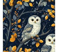 Cute Owl Wallpaper Self-Adhesive 0.52×10 m Bird on a Branch Flower Pattern Matte Contact Paper Removable Thicken Waterproof Canvas Peel and Stick Wall Paper for Home Decoration Furniture Renovation