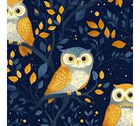 Cute Owl Wallpaper Self-Adhesive 0.52×3 m Bird on a Branch Flower Pattern Matte Contact Paper Removable Thicken Waterproof Canvas Peel and Stick Wall Paper for Home Decoration Furniture Renovation