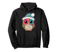 Cute Owl Wearing a Santa Hat Pullover Hoodie