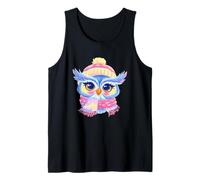 Cute Owl Winter Portrait Colorful Bird Graphic Pink Scarf Tank Top