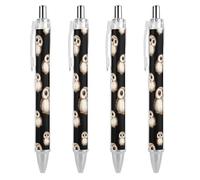 Cute Owl with Big Eyes Ballpoint Pens 0.5mm Fine Black Ink Retractable Writing Rollerball Pen for Home Office