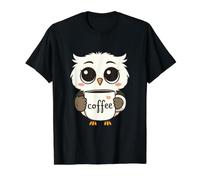 Cute Owl with Coffee Mug Value Graphic T-Shirt, Men, Black, M