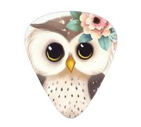 Cute Owl With Flowers 12 Pack Guitar Plectrums With Storage Case, 0.46/0.71/0.96mm, Including Thin, Medium Thick Guitar Plectrums For Electric Guitars Bass Ukulele