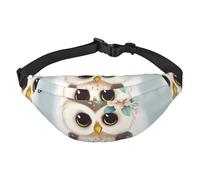 Cute Owl with Flowers Fanny Pack for Men Women Belt Bag Fashion Waist Bag Everywhere Crossbody Bag Wallet Hip Bum Bag with Adjustable Strap Waterproof Chest Bag for Travel Hiking Sports, Black, One