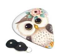 Cute Owl With Flowers Guitar Picks 6-Pack - Pick Set (0.46mm / 0.71mm / 0.96mm) Suitable For Guitar And Ukulele Playing