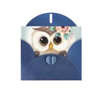 Cute Owl with Flowers Holiday Cards | Double Sided Glitter Cardstock | Christmas, Birthday, Valentine's Day, Wedding & Party Invitations | Envelopes Included