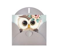 Cute Owl with Flowers Holiday Cards | Double Sided Glitter Cardstock | Christmas, Birthday, Valentine's Day, Wedding & Party Invitations | Envelopes Included