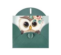 Cute Owl with Flowers Holiday Cards | Double Sided Glitter Cardstock | Christmas, Birthday, Valentine's Day, Wedding & Party Invitations | Envelopes Included