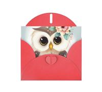Cute Owl with Flowers Holiday Cards | Double Sided Glitter Cardstock | Christmas, Birthday, Valentine's Day, Wedding & Party Invitations | Envelopes Included
