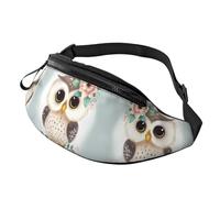 Cute Owl with Flowers Outdoor Sports Waist Bag & Casual Chest Pack, Adjustable Unisex Fanny Pack for Hiking/Running/Cycling