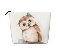 Cute Owl with Flowers Patterned Women's Cosmetic Bag, Single Layer Toiletry Bag, Suitable for Daily Storage, Travel, and Business Trips.