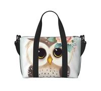 Cute Owl with Flowers Water-Resistant Crossbody Travel Bag, Large Carry-On with Adjustable Strap, Multi-Compartment Weekender for Gym, Travel, Outdoor