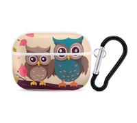 Cute Owls Airpod Pro Case AirPods 2 Case for Women Hard Shell Protective Cover with Carabiner Keychain Compatible with AirPods Case 2nd 1st Generation, Front LED Visible White
