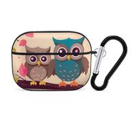 Cute Owls AirPods Pro 2 Case Cover, Shockproof Hard Shell Protective Case for Women Men, Compatible with Airpod Pro Case 2nd/1st Generation with Keychain-Black