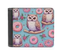 Cute Owls and Donuts Novelty Wallet Slim Front Pocket Bifold Wallet with ID Credit Card Holder for Women Men