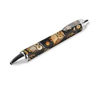 Cute Owls and Leaves Ballpoint Pens Fine Point 0.5mm Retractable Ballpoint Pen Flexible Round Barrel Work Pen 1 PCS patter 31