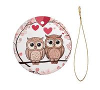 Cute Owls Full Double-Sided Printed Diameter 7.3cm Holiday Party Decoration Halloween And Christmas Ceramic Circular Pendant