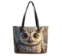 Cute Owls Leather Tote Bag for Women Work Shoulder Purses with Zipper Waterproof Large Computer Shoulder Bag Fashion Ladies Shoulder Handbag Reusable Shopping Bags