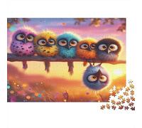 Cute Owls on Branch Puzzle 1000 Pieces Recycled Paper for Adults Puzzle for Adults Fun Challenging Family Game Fun Home Present Great Gift Idea 38x26cm/1000pcs