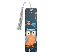 Cute Owls On Branches Bookmark Flower Leaves Wooden Bookmark with Tassel Book Mark for Women Men Reading Page Markers Gifts for Book Lovers