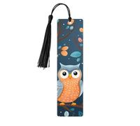 Cute Owls On Branches Bookmark Flower Leaves Wooden Bookmark with Tassel Book Mark for Women Men Reading Page Markers Gifts for Book Lovers