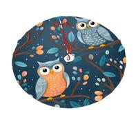 Cute Owls On Branches Christmas Tree Skirt 48 Inch Flower Leaves Plush Xmas Tree Mat Holiday Decoratio Floor Protector for Home Party Festival