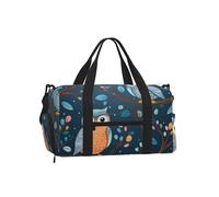 Cute Owls On Branches Gym Bag for Men Women, Flower Leaves Weekend Travel Duffle Bag with Shoe Compartment,Water-Resistant Sport Overnight Tote Dance Yoga Carry On Holdall