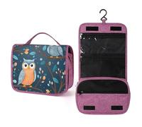 Cute Owls On Branches Hanging Toiletry Bag Flower Leaves Travel Wash Bag Cosmetics Makeup Organizer for Women Men Portability Multi-Compartment