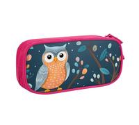 Cute Owls On Branches Pencil Case for Boys Girls Flower Leaves Large Pen Bag Desk Stationery Organizer Pencil Pouch for School Office Zippered Makeup Bag