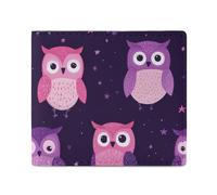 Cute Owls Pattern Fashion Leather Wallet for Men Classic Lightweight ID Credit Card Coin Purses